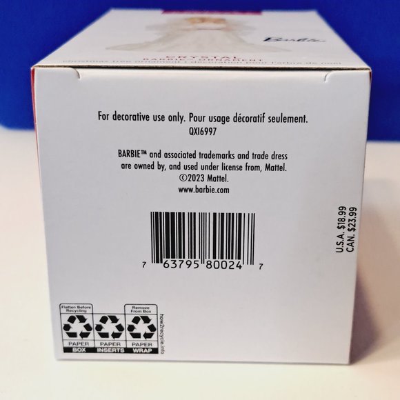 CRYSTAL Barbie Hallmark Keepsake 2023 Christmas Ornament NEW in Box - Picture 4 of 4